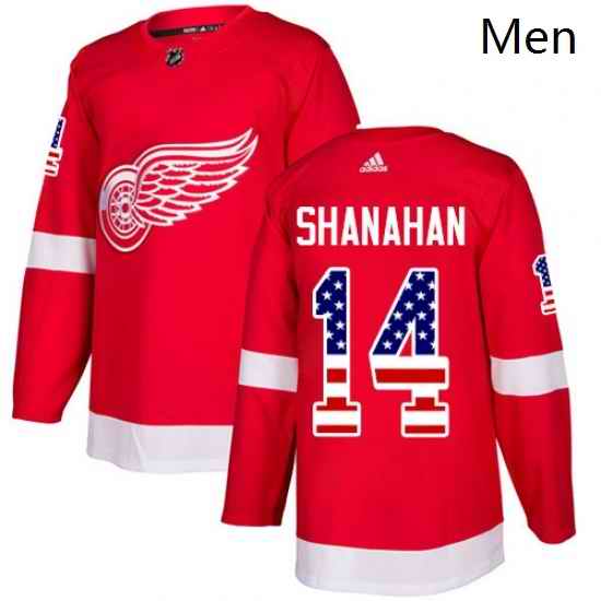 Mens Adidas Detroit Red Wings 14 Brendan Shanahan Authentic Red USA Flag Fashion NHL Jersey